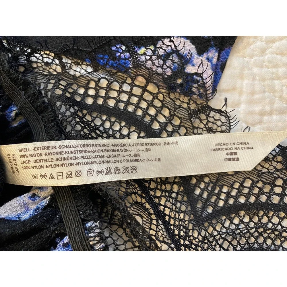 Intimately‎ Free People Forties Feels Floral Bodysuit Black Blue Tie Front S